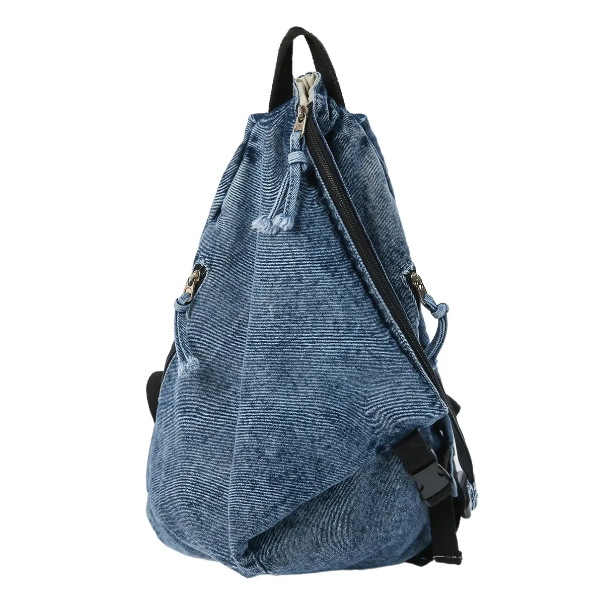sacs à dos en denim vintage délavé au design irrégulier pour femme, pour les voyages en plein air, décontractés, légers, pour l'école