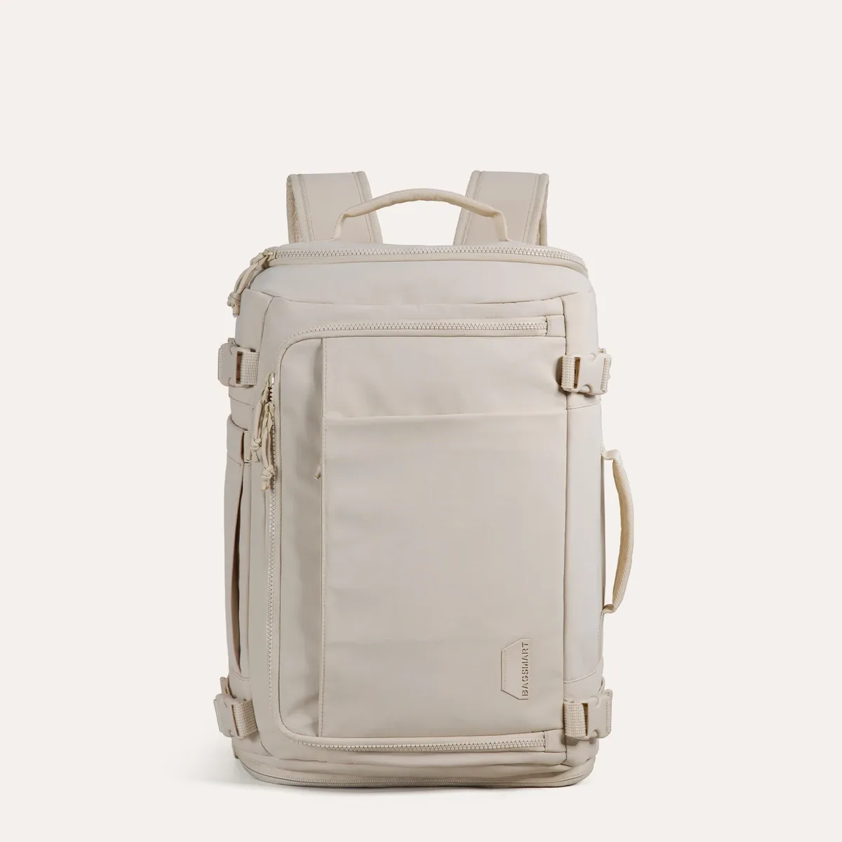 sac dos pvc beige clair poches multiples compression souple usage voyage sport ecole shopping antivol étanche