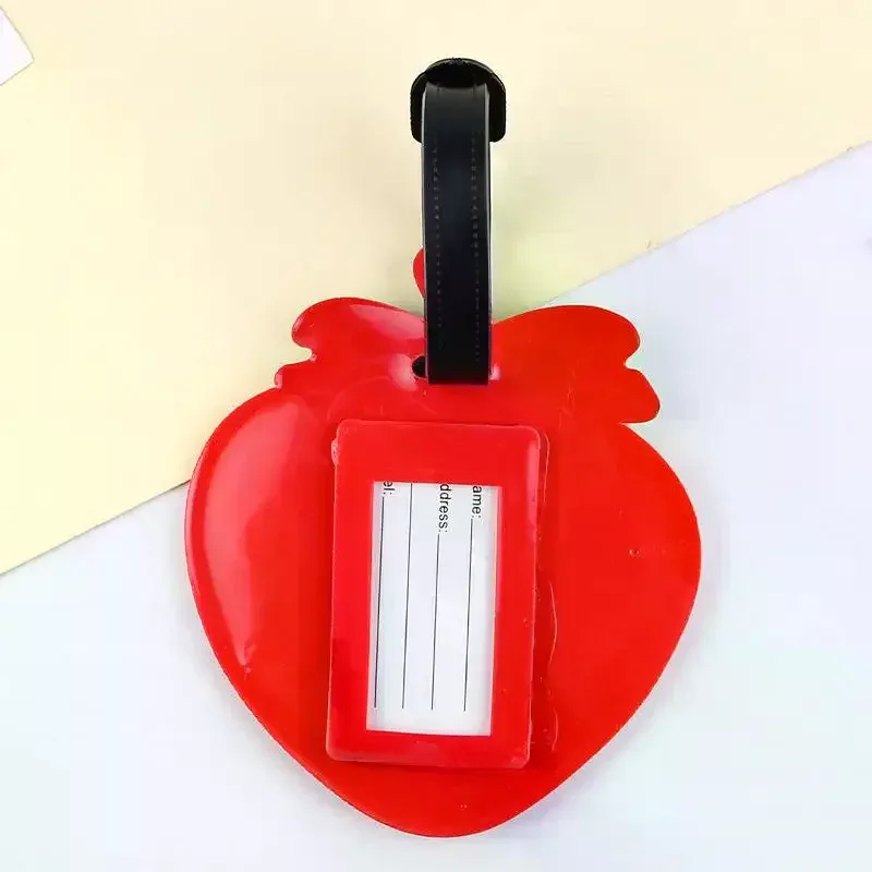 lot de 2 étiquettes de bagage en forme de fraise, créatives et personnalisables, en pvc souple, pour carte d'embarquement de voyage, nouveauté