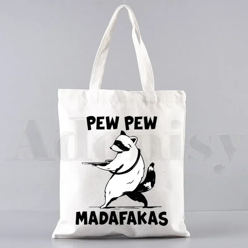 pew pew madafakas sac fourre-tout unisexe sacs en toile sacs à provisions imprimé sac à bandoulière décontracté pliable