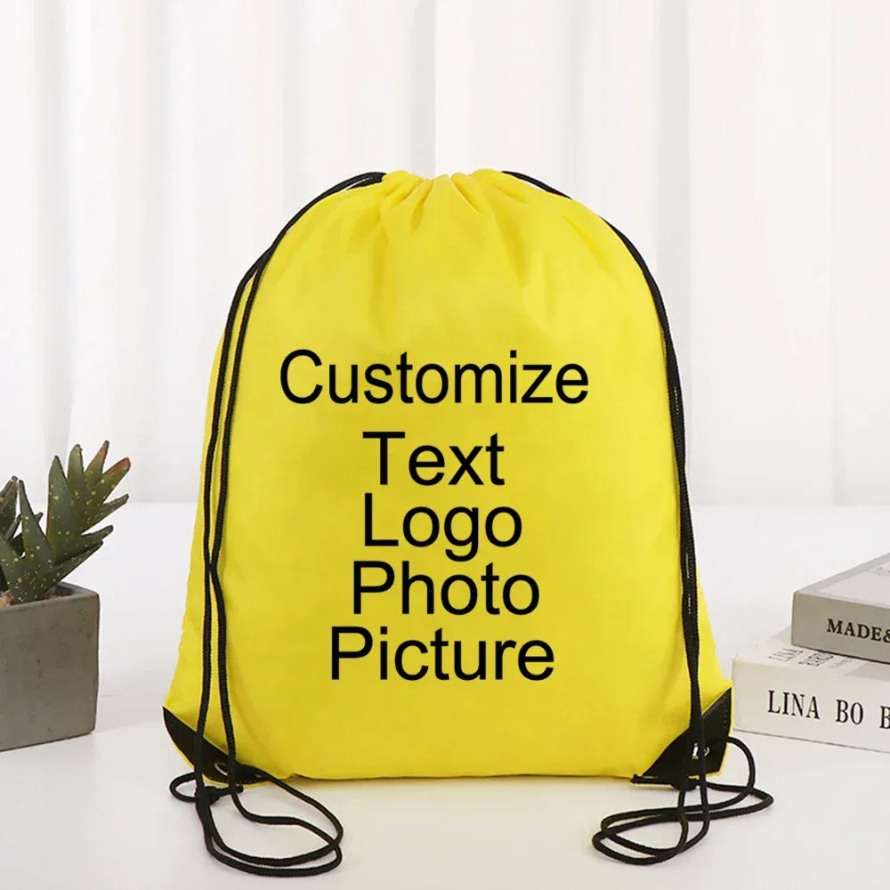 sac à dos de cyclisme avec logo/texte/nom personnalisé, sac à chaussures à cordon de serrage pour vêtements, ceinture étanche, sac de sport portable en nylon