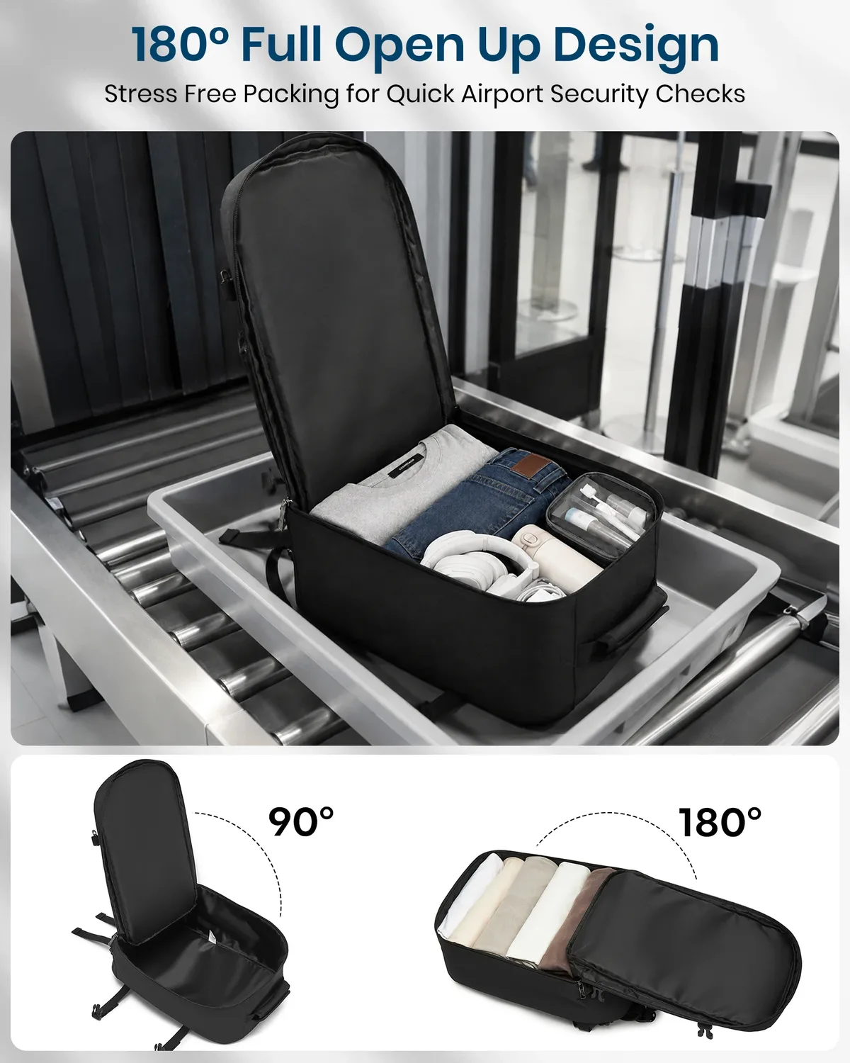 kono sac de cabine 40x20x25 cm pour sac à dos de bagage à main ryanair sous le siège, taille cabine 20l noir minimaliste