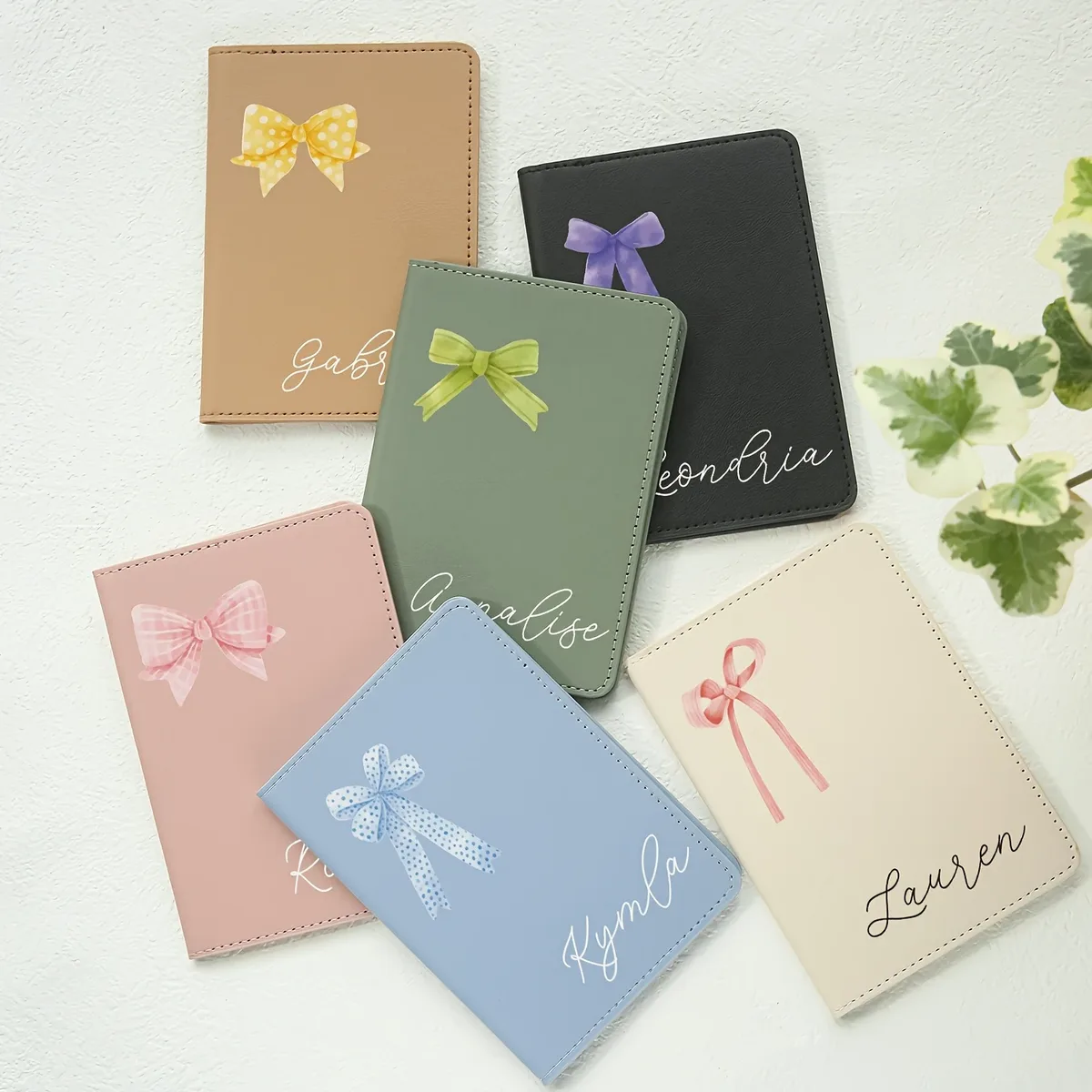 porte-passeport personnalisé avec motif de nœud, étui élégant pour cartes de voyage, cadeau adorable pour mariage, anniversaire, saint-valentin, amoureux