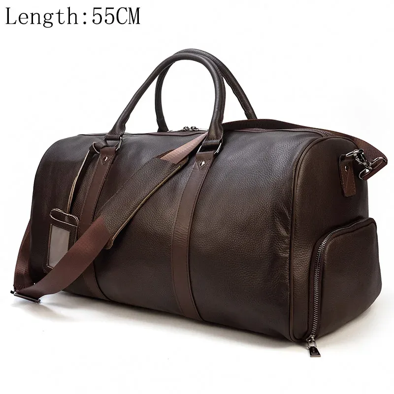 sacs de voyage en cuir véritable pour hommes et femmes, cuir de vachette noir doux, sac décontracté, haute qualité, initié, grande capacité