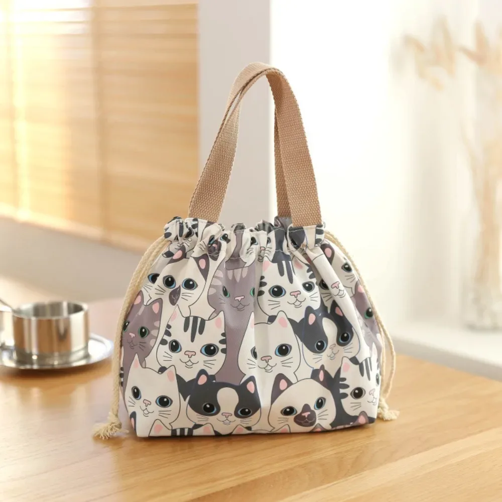 nouveau sac à sangle à cordon en nylon impression de dessin animé sac de repas de stockage mignon sac fourre-tout