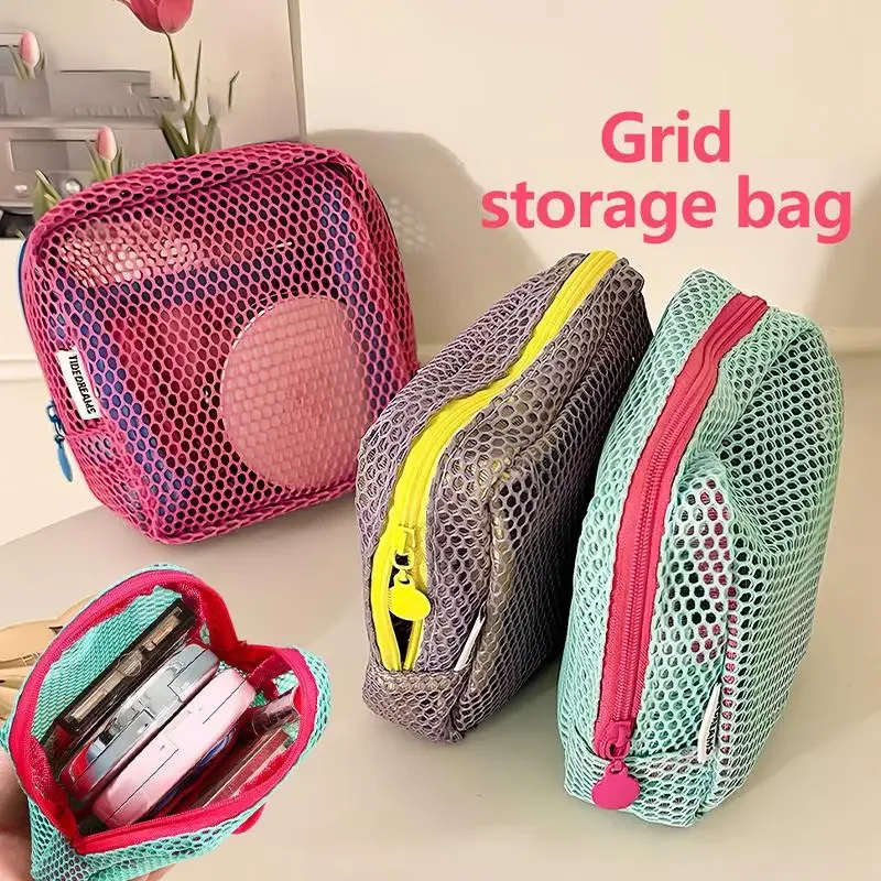 sac de maquillage en maille pour femmes, sac de rangement pour cosmétiques, sac de toilette portable de voyage, sac de rangement pour sous-vêtements