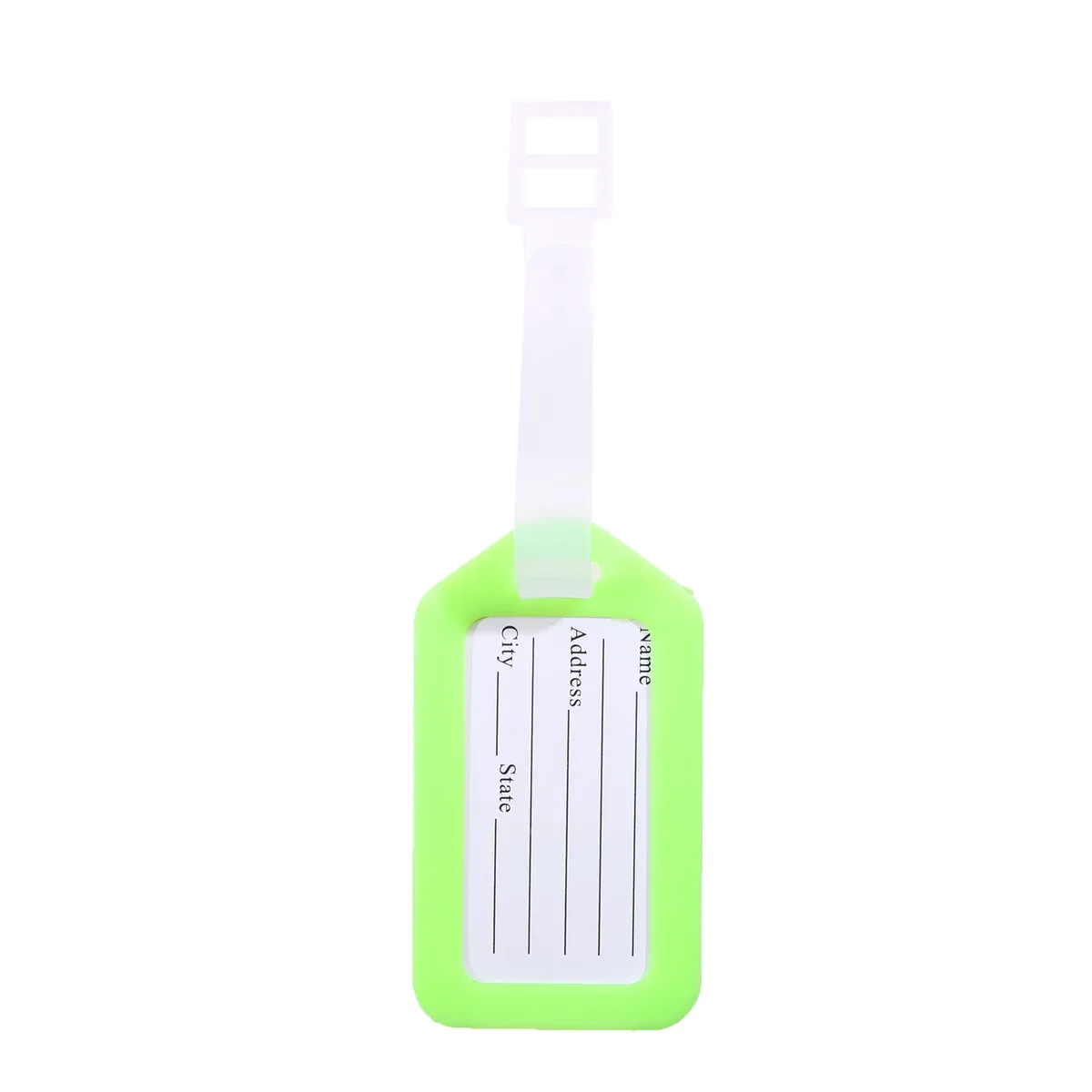 étiquette bagage plastique rectangulaire couleur vivante inscription nom adresse voyage lot dizaine pièces identification valise