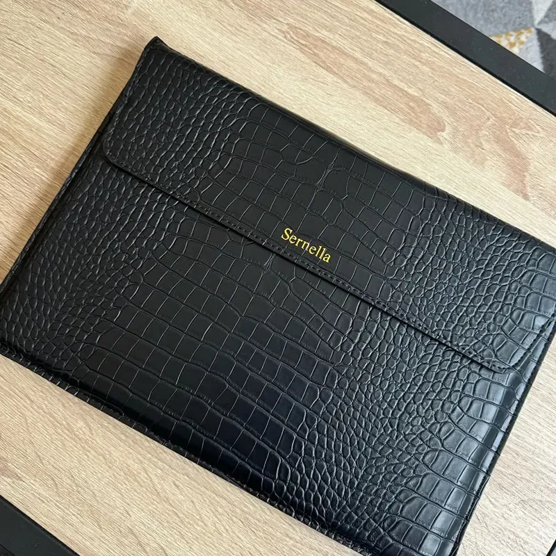 étui pour ordinateur portable en cuir lisse personnalisé avec monogramme et initiales, pour macbook air 13 pouces, pro retina 15 pouces, housse de protection pour ordinateur portable