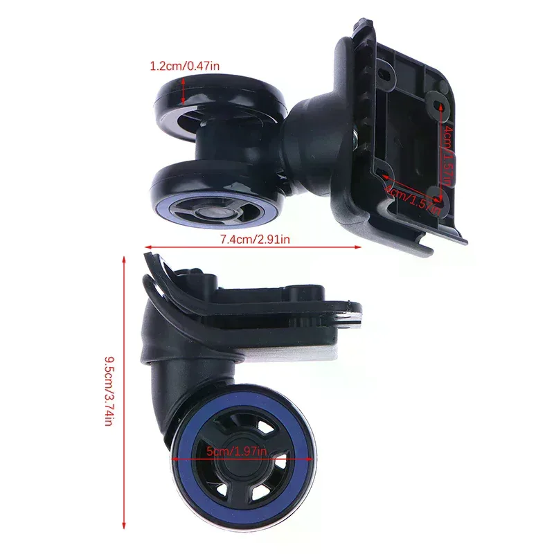 ensemble roulements plastique noir moyeu bleu pivotant 360 degrés fixation supports accessoires bagage remplacement travail modification
