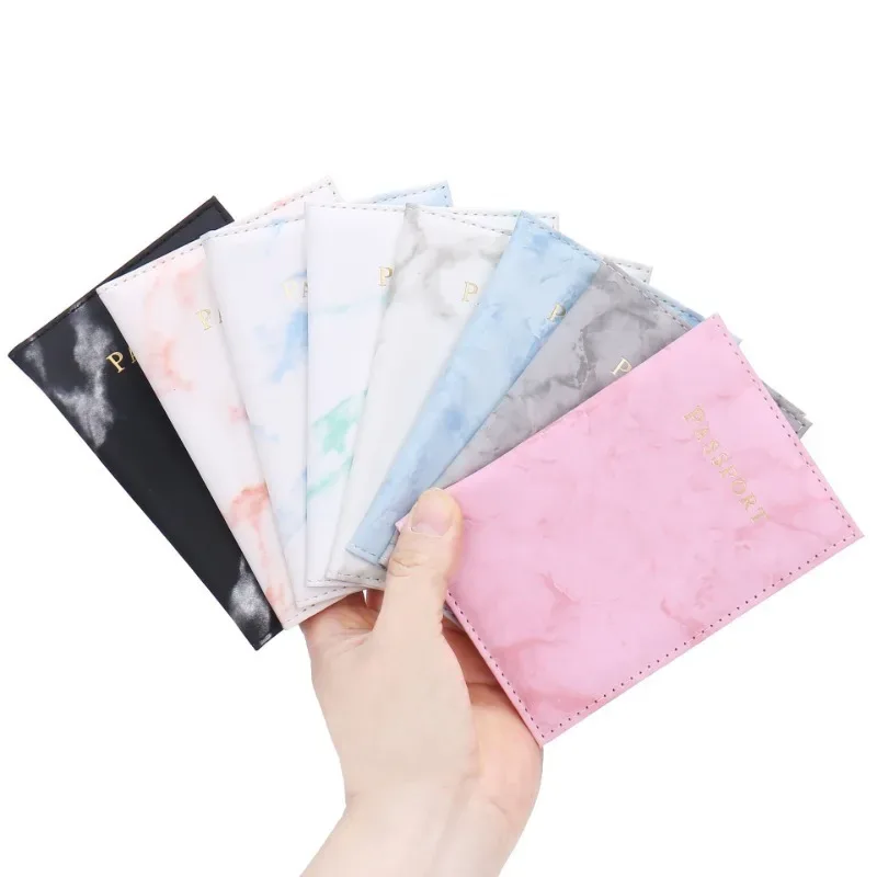 étui porte-passeport en marbre, accessoires de voyage, couverture d'identité pour femmes et hommes, couverture de passeport pour carte bancaire, étui portefeuille d'affaires, pochette