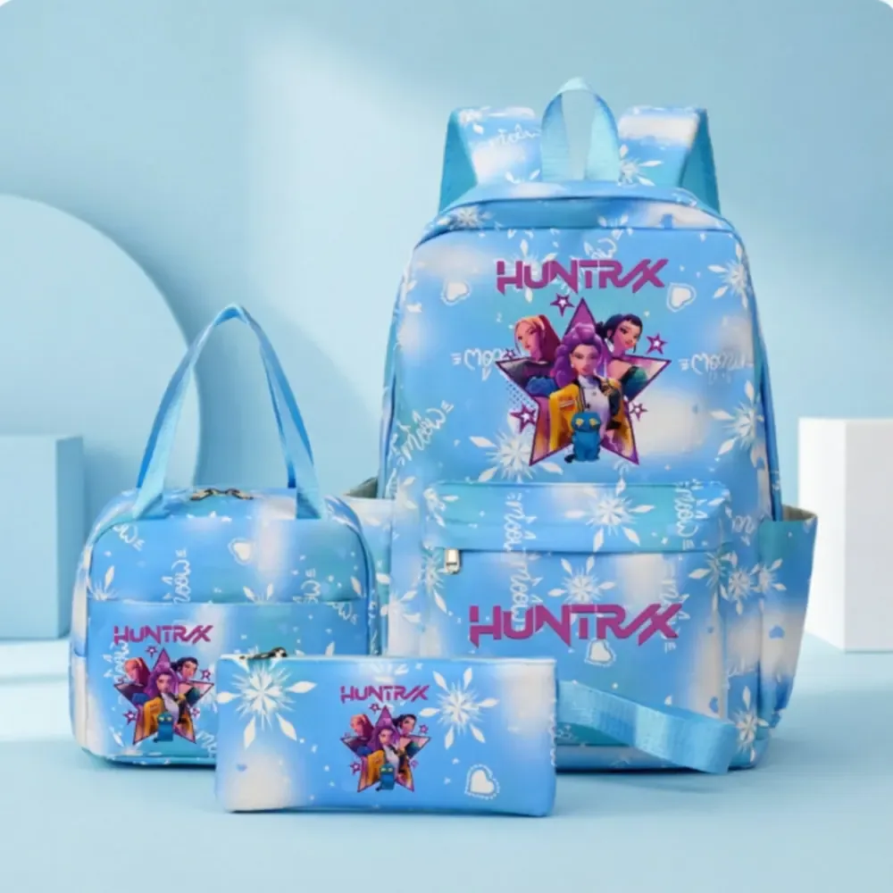 sacs d'école imprimés kpop demon hunters pour femmes et filles, 3 pièces/ensembles, avec sacs à lunch, cartable coloré pour étudiants garçons et filles
