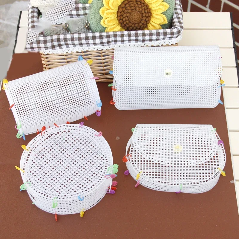 kit de sac à main transparent en toile plastique maille, sac à bandoulière en tricot, sac en plastique fait à la main, pièce de fil, accessoires de bricolage, sac à crochet