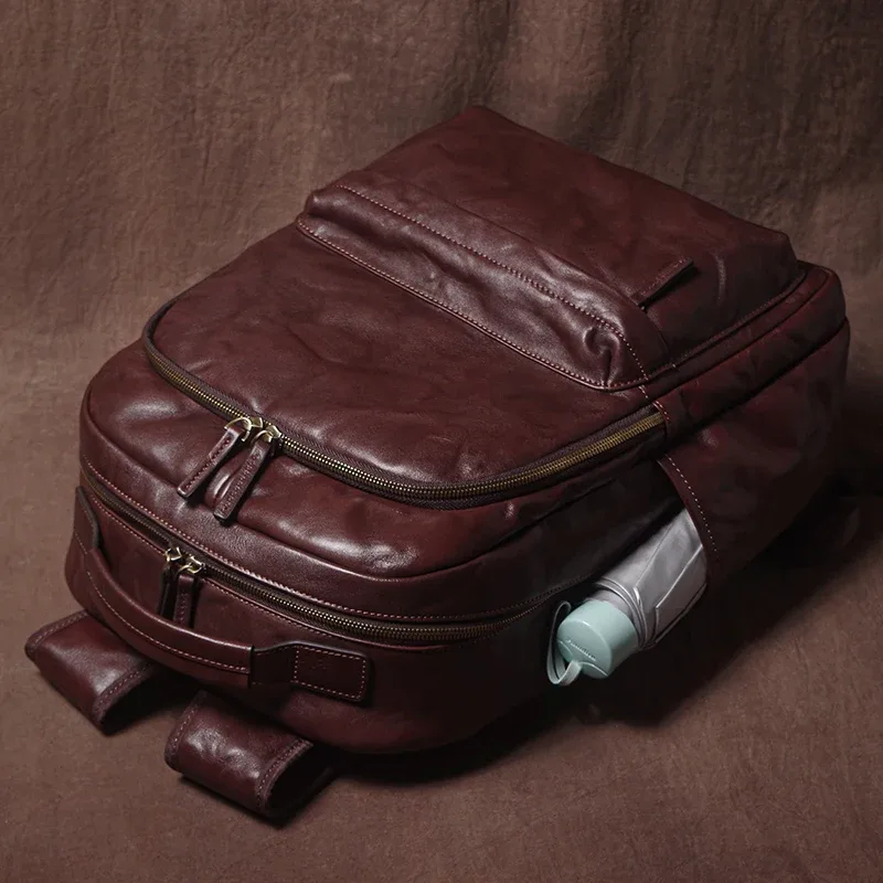guro marque de luxe sac à dos en cuir véritable de haute qualité haut en peau de vache cartable hommes sacs de voyage d'affaires bureau banlieue 16 "ordinateur portable