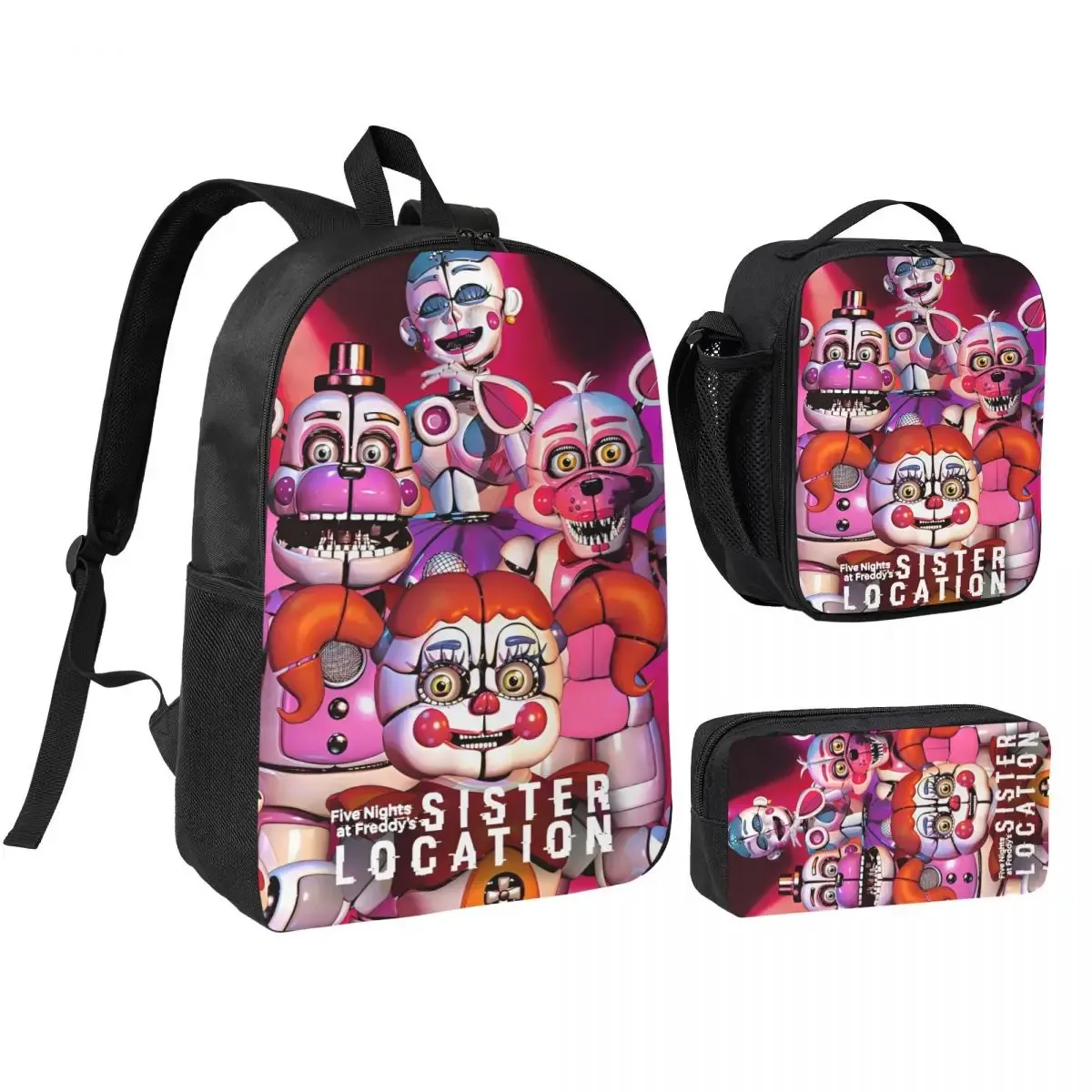 sac dos polyester noir motif clown stylistique bourse déjeuner trousse stylos accessoires voyage étudiant retour école portable