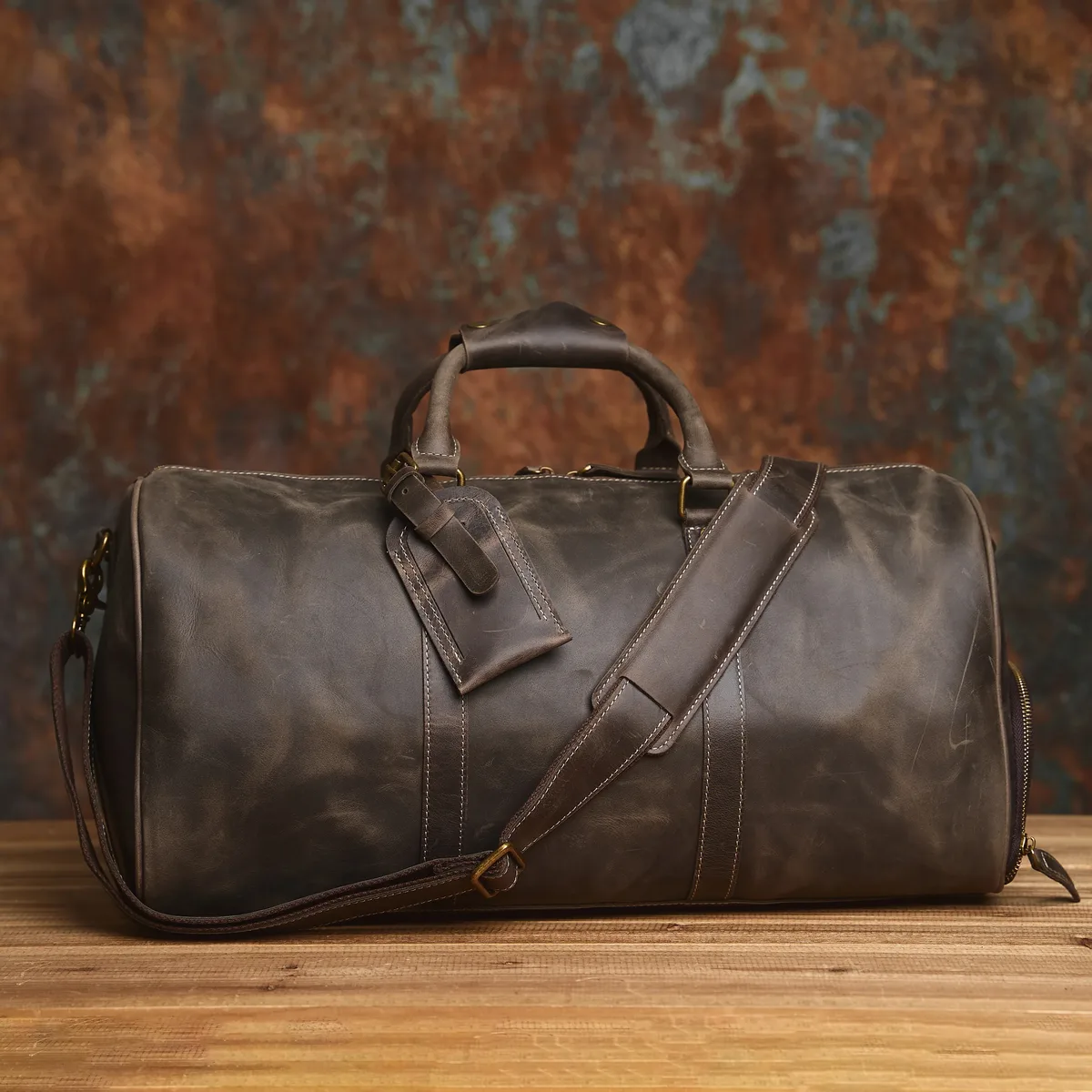 nasva-sac de voyage en cuir vintage pour homme, sac de week-end, sacs à main, sacs de messager, bagage avec compartiment à chaussures