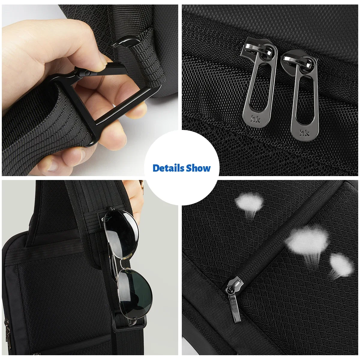 hk – sac à bandoulière d'affaires pour hommes, sacoches portables à bandoulière, sac de poitrine étanche pour voyage court voyage pour ipad de 11 pouces