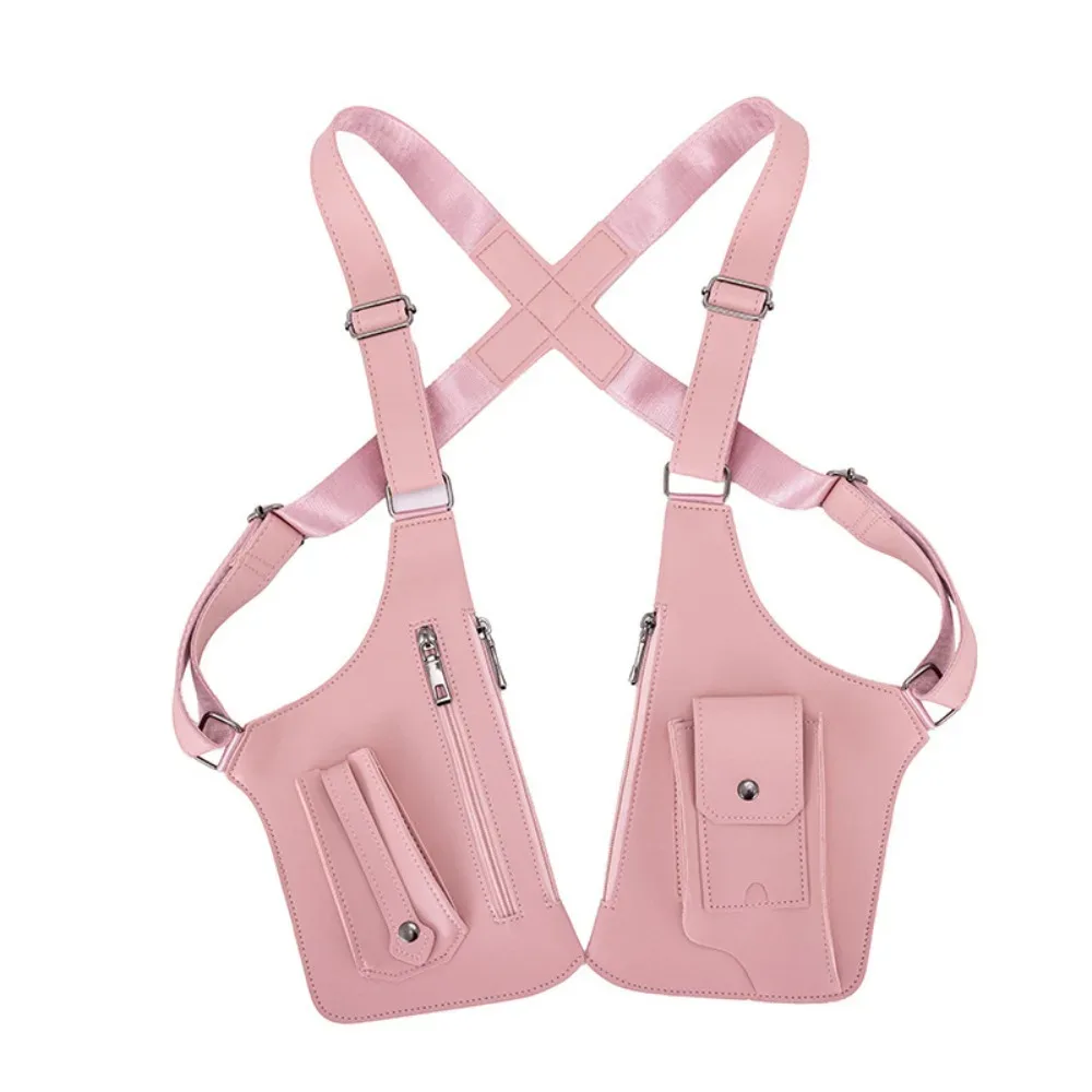sac de poitrine rétro antivol multi-poches en cuir avec sangle dissimulée, sacoche multifonction pour téléphone portable, idéal pour la chasse