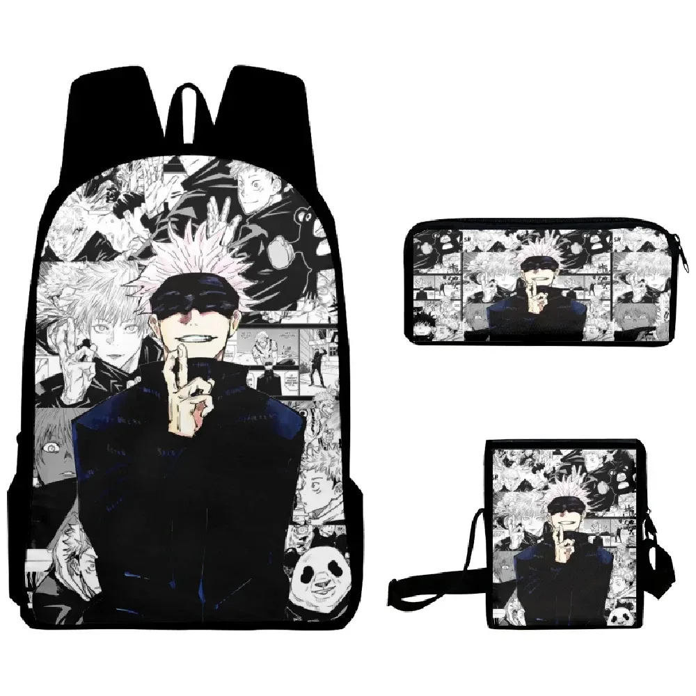 Sac Dos Oxford Université Brodé Manga Noir Imprimé Personnages Scènes Adolescents Bandoulière Arquée Capacité Informatique