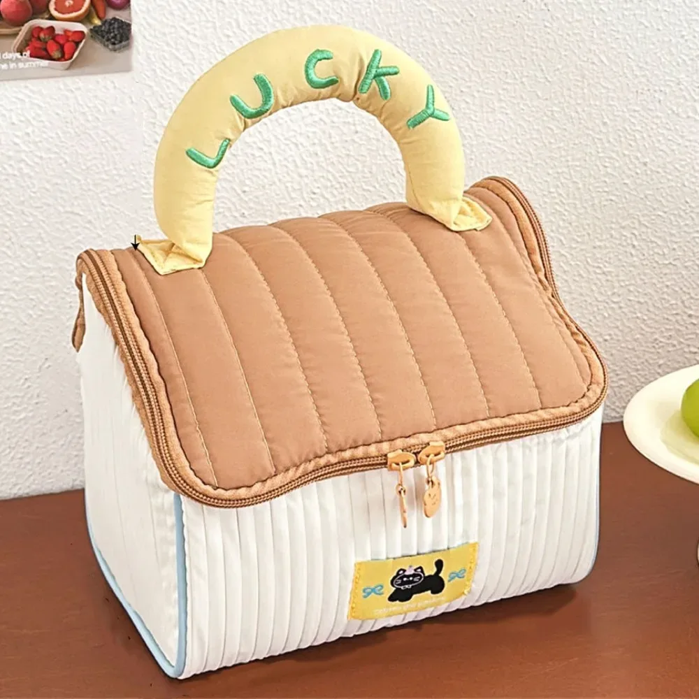grande capacité, jolie trousse de maquillage en forme de cabane, étui à cosmétiques kawaii portable, sac de rangement carré à fermeture éclair pour voyage.