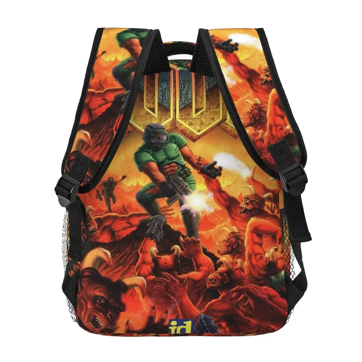 og doom slayer – sac à dos de jeu pour étudiants, sac d'école, sac à dos de randonnée, de voyage, pour garçons et filles, sac à livres à la mode, sacs à bandoulière