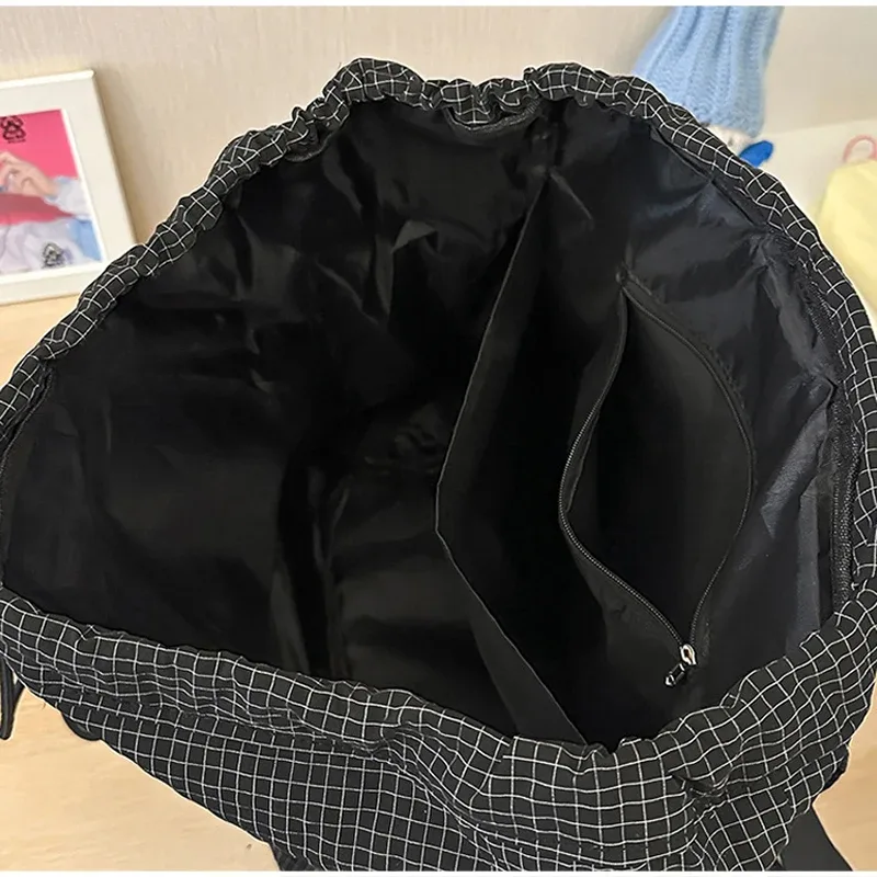 sac à dos minimaliste à carreaux tendance, grande capacité, multi-poches, décontracté, pour étudiants, sac d'école, sac de voyage vintage à carreaux.
