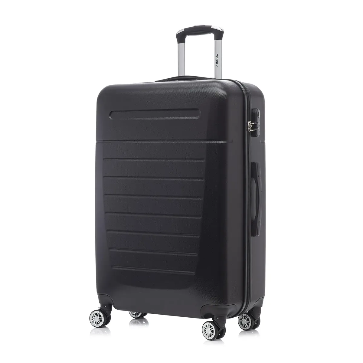valise yonsly grande 28/24/20 pouces avec serrure à combinaison 4 roues-360° °     valise à roulettes en maille filet avec poignée en caoutchouc souple, noire, légère, pour les voyages, les vacances et les déplacements professionnels