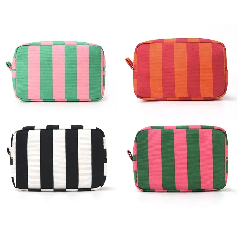 feihong sac cosmétique rayé transfrontalier velours côtelé sac de toilette portable de grande capacité sac de rangement de grande valeur de mode de voyage