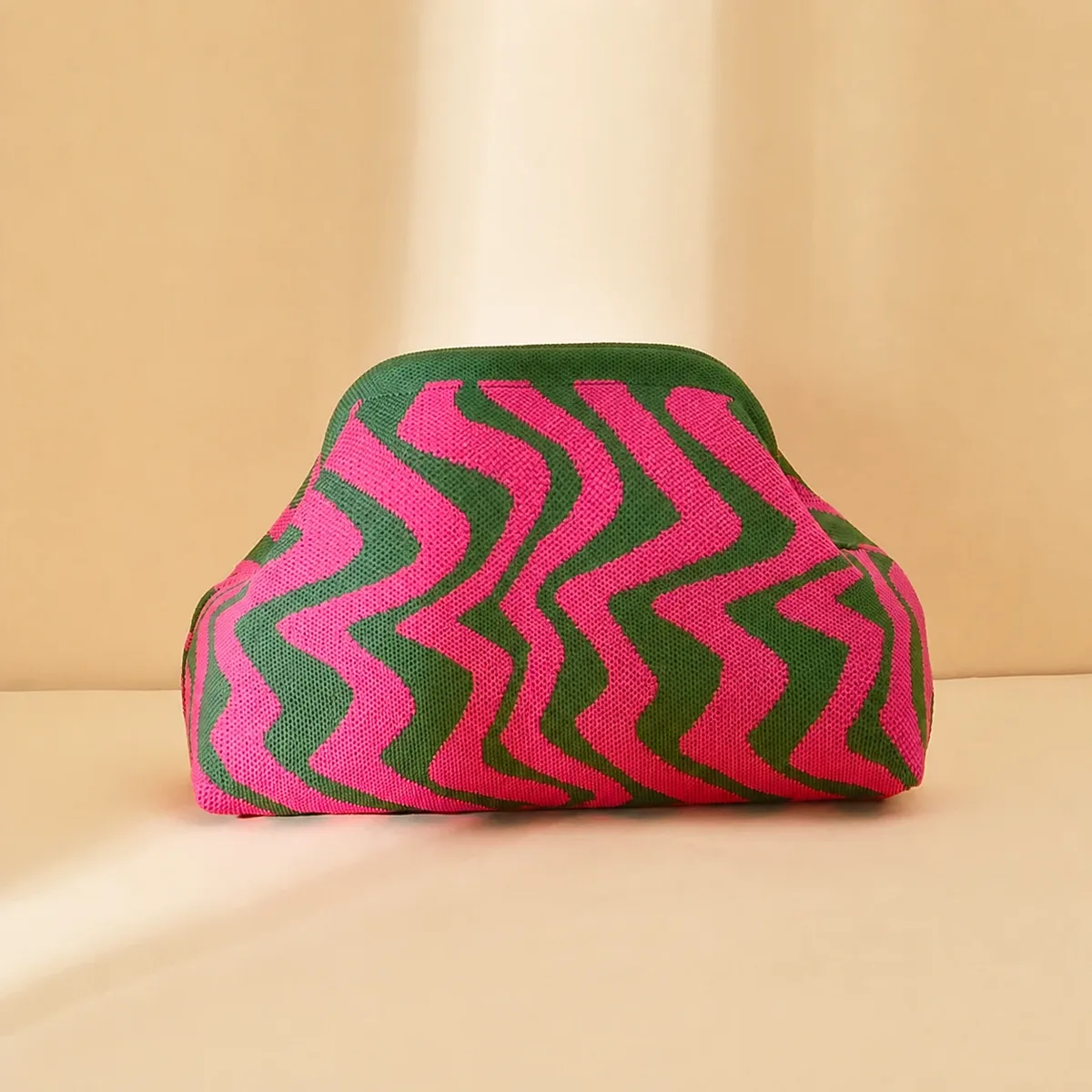 organisateur de maquillage portable, pochette tendance à motifs variés, sac à cosmétiques à main, sac à cosmétiques léger en tricot pour les trajets quotidiens