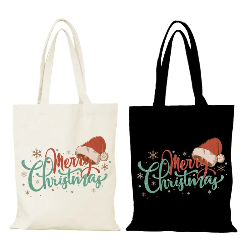 joyeux noël le sac fourre-tout femme nouvel an cadeau dessin animé sacs en tissu sac de cours sac à bandoulière femme eco shopper sacs à main homme