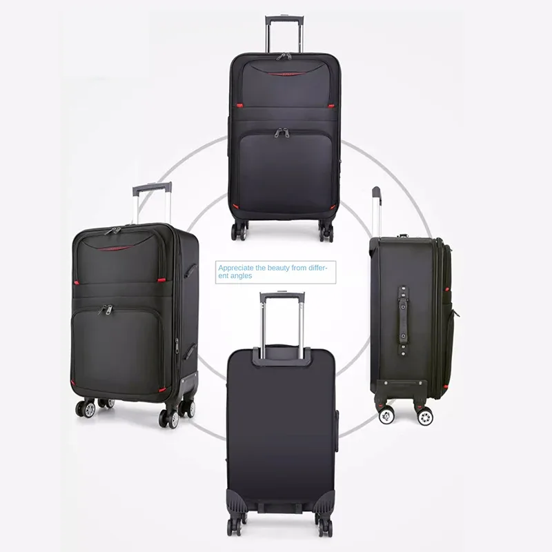 valise pc noir gris rouges roulettes toupie compartiment frontal poignées latérale supérieure grande capacité bagages voyage