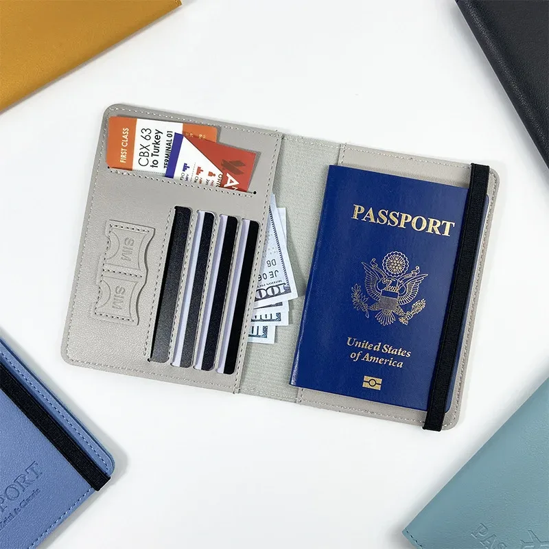 portefeuille de voyage en cuir multifonctionnel pour passeport, accessoires de protection, porte-documents de voyage pour femmes/hommes