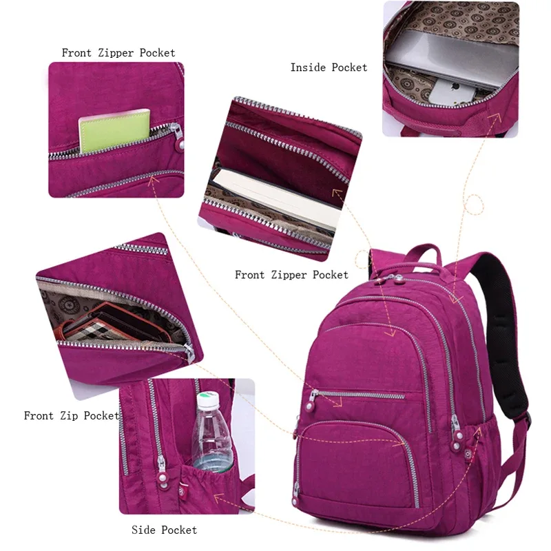 sac à dos scolaire pour adolescente 2026 mochila feminina sac à dos de voyage en nylon imperméable pour ordinateur portable pour femmes