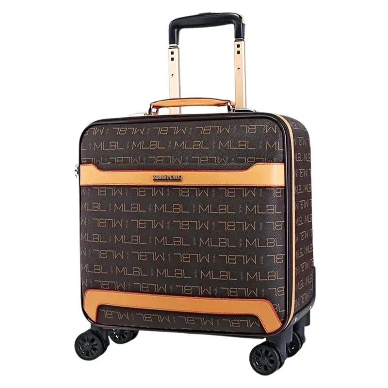 valise à main en cuir véritable, valise à roulettes de 16 pouces pour voyage d'affaires (18/20/24 pouces)