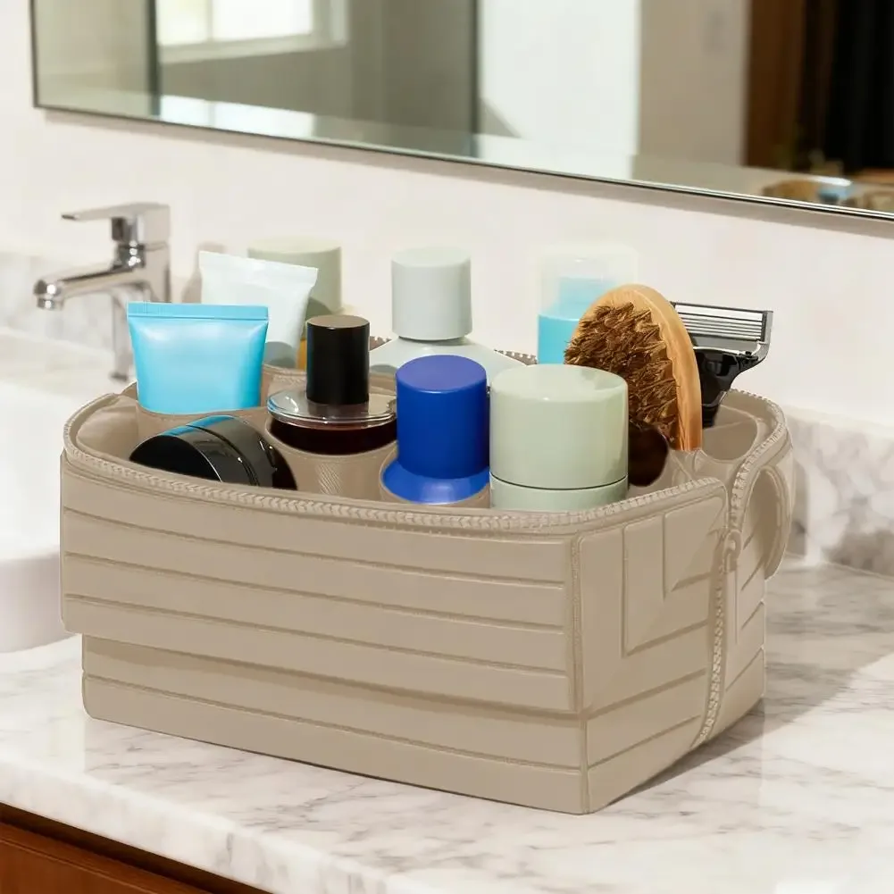 trousse de maquillage de voyage pliable, grande trousse de toilette étanche, organisateur de cosmétiques suspendu avec compartiments anti-déversement pour utilisation au maquillage