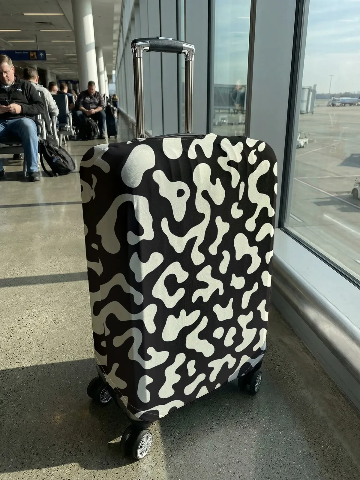 Housse de bagage camouflage irrégulière noir et blanc, adaptée aux bagages de 18 à 32 pouces, gant de protection pour poignée de bagage, accessoire de voyage