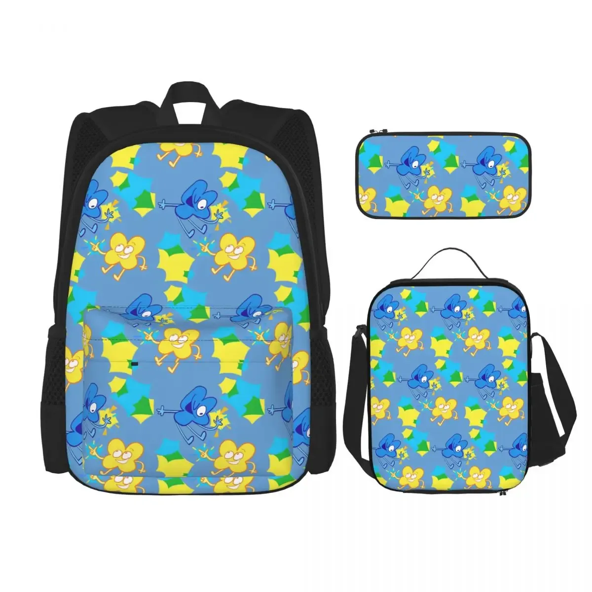 sac dos polyester motif coloré objet visages noirs adolescents ordinateur portable déjeuner usage voyage