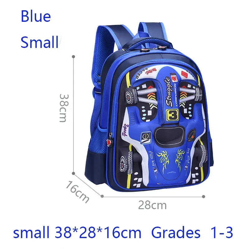 sac à dos de voiture 3d léger et étanche, sac à dos préscolaire pour enfants de la maternelle, pour jeunes garçons et filles, cartable primaire rouge bleu