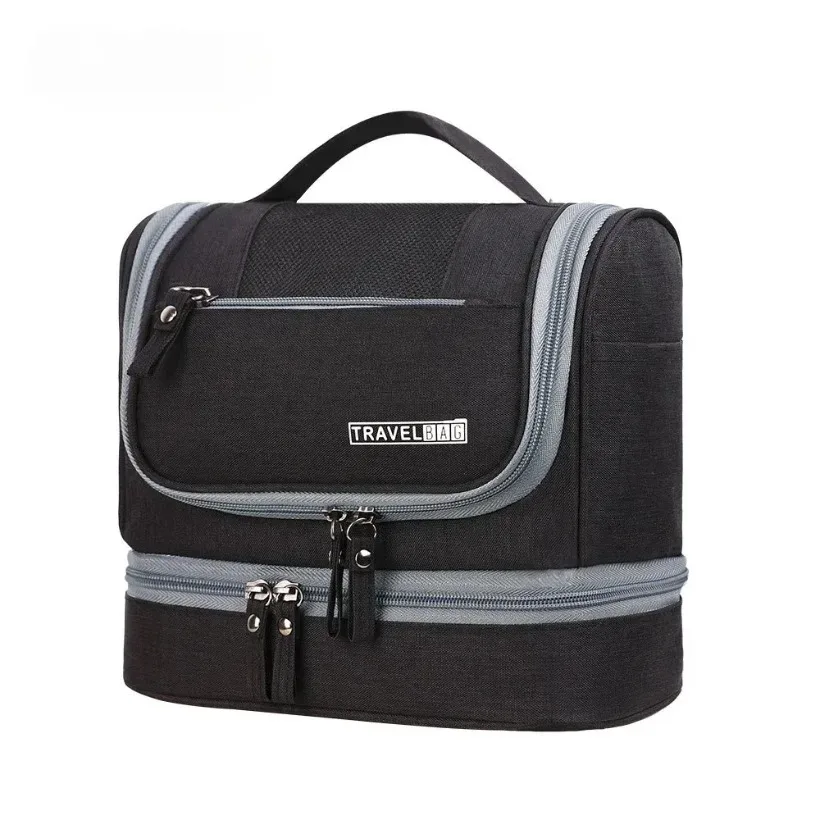 trousse de toilette de voyage à séparation humide/sèche avec crochet, grande capacité, organisateur cosmétique suspendu pour hommes et femmes, sac de lavage portable