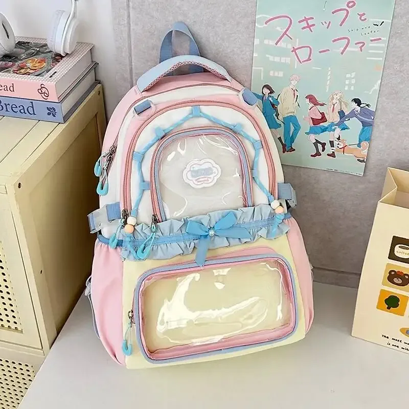 nouveaux sacs à dos y2k style dessin animé, grande capacité, transparents, pour filles, sacs à dos de présentation diy, sacs de voyage et d'école tendance pour l'extérieur
