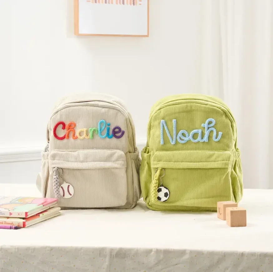 mini sac à dos personnalisé pour enfants – petit sac pour tout-petits avec nom personnalisé, sac à dos préscolaire en velours côtelé, cadeau pour bébé pour garçons et filles