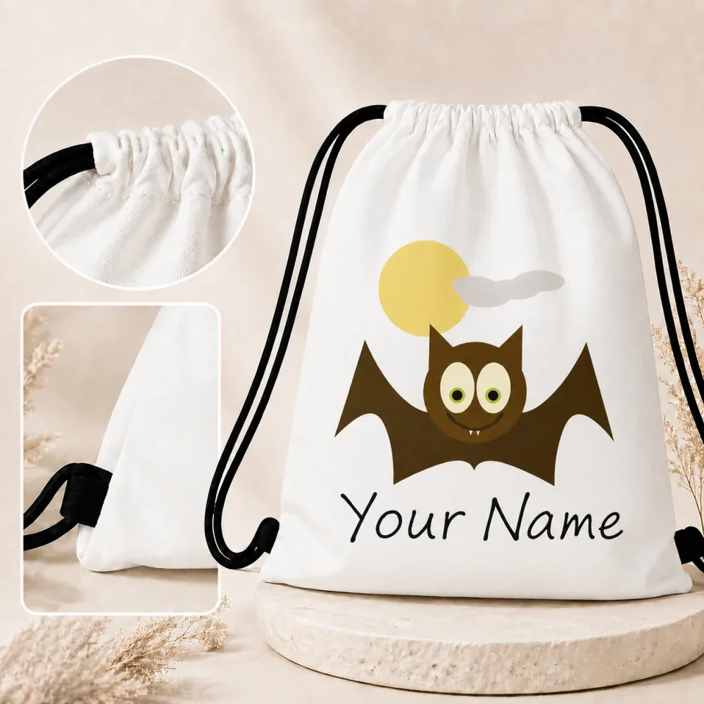 sac à dos de rangement personnalisé pour halloween, sac à cordon léger avec impression de nom personnalisable pour halloween trick or treat