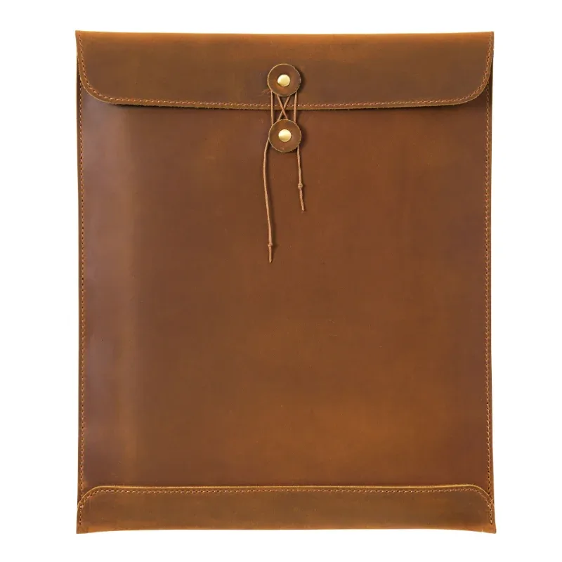 oem odm vintage crazy horse cuir a4 portefeuille sac taille véritable cuir de vachette padfolio sac en cuir fichier sac de rangement fichier poche