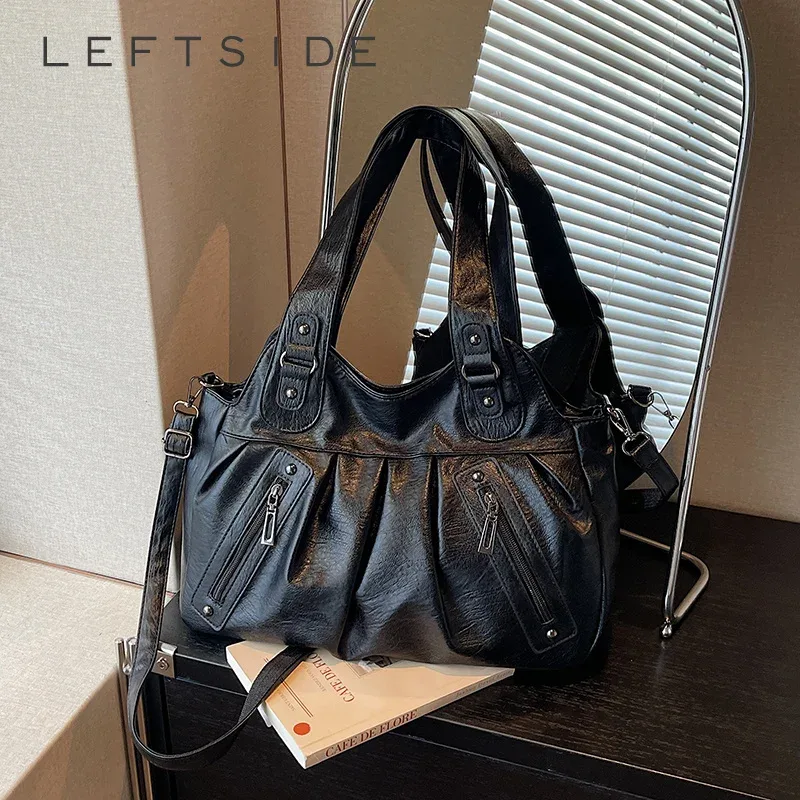 sac hobo vintage en cuir souple pour femme, grande capacité, sac fourre-tout décontracté, tendance 2026, sacs à bandoulière et sacs croisés pour le travail et les voyages