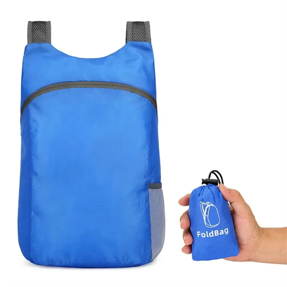 sac à dos pliable avec cordon de serrage, sac de rangement, fermeture éclair, grande capacité, léger, en nylon, sac d'école, sac à bandoulière, sac de voyage