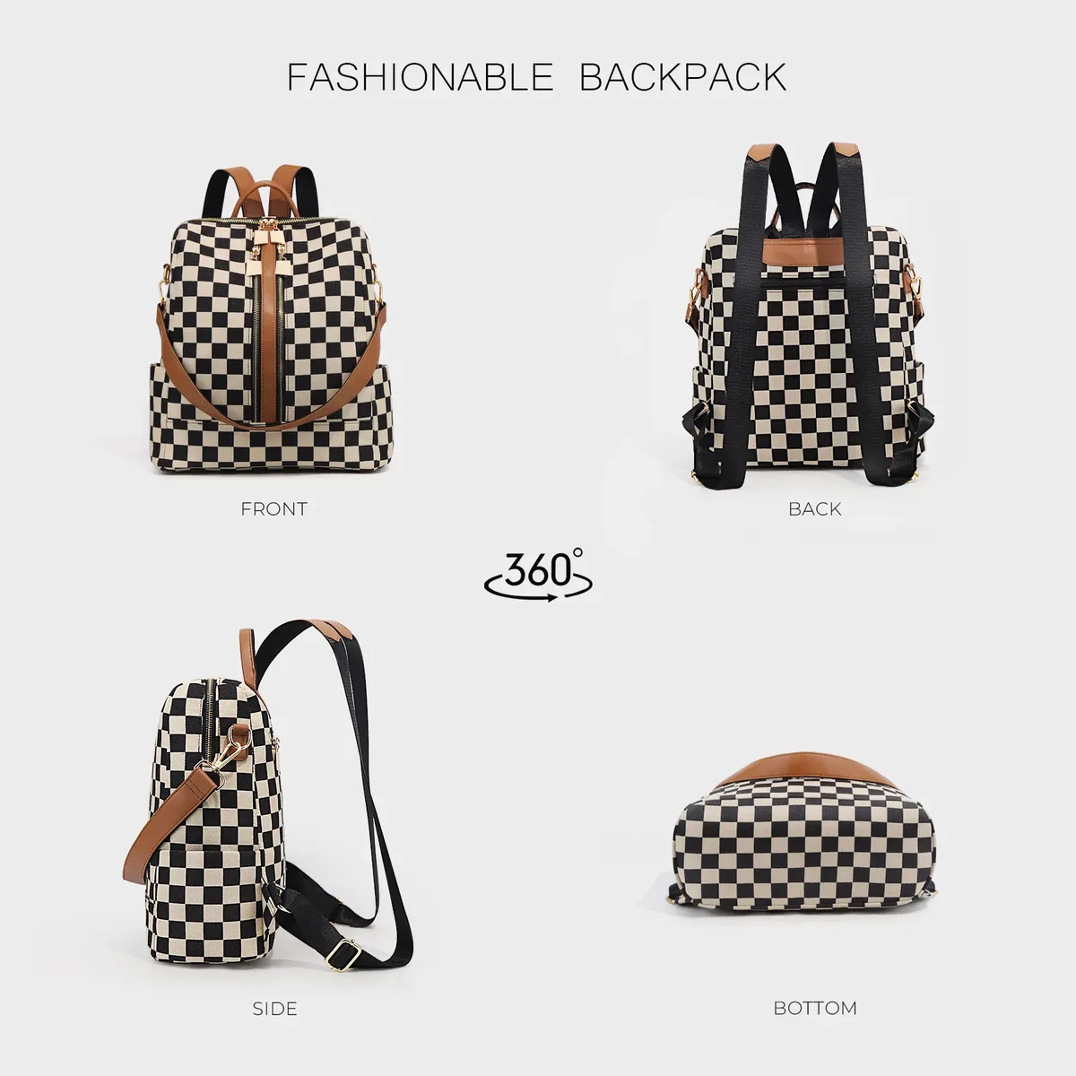 sac à dos tendance à carreaux pour femmes, grande capacité, sac à dos de voyage pour maman, sac à dos scolaire
