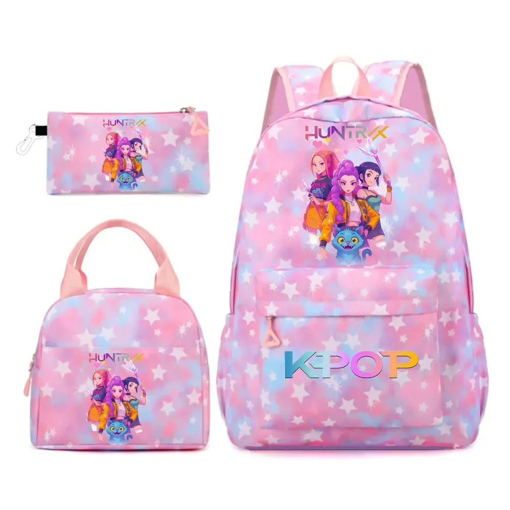 sac à dos kpop demon hunters pour filles, enfants, sacs à crayons, sacs à déjeuner, sacs à livres, sacs d'école pour femmes et adolescentes, ensembles de sacs à dos de voyage pour ordinateur portable