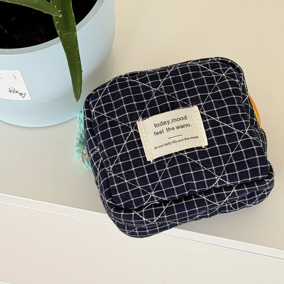 sacs à cosmétiques matelassés à carreaux pour filles, pochette rétro pour dames, porte-monnaie, sac de rangement de toilette portable de voyage pour femmes