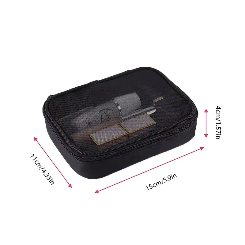 sac de maquillage pour femmes, couleur unie, fermeture éclair, sac à cosmétiques, maille transparente, décontracté, voyage, portable, mini sacs de rangement de lavage