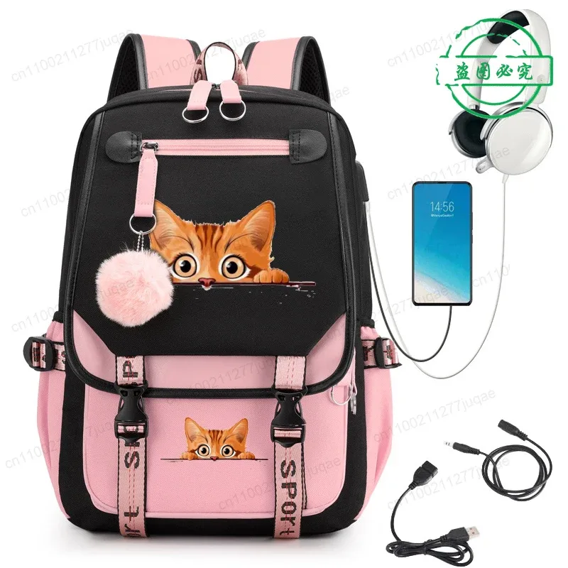 sac à dos kawaii chat de dessin animé tendance anime pour adolescentes et adolescents, sac d'école, sac de voyage pour ordinateur portable
