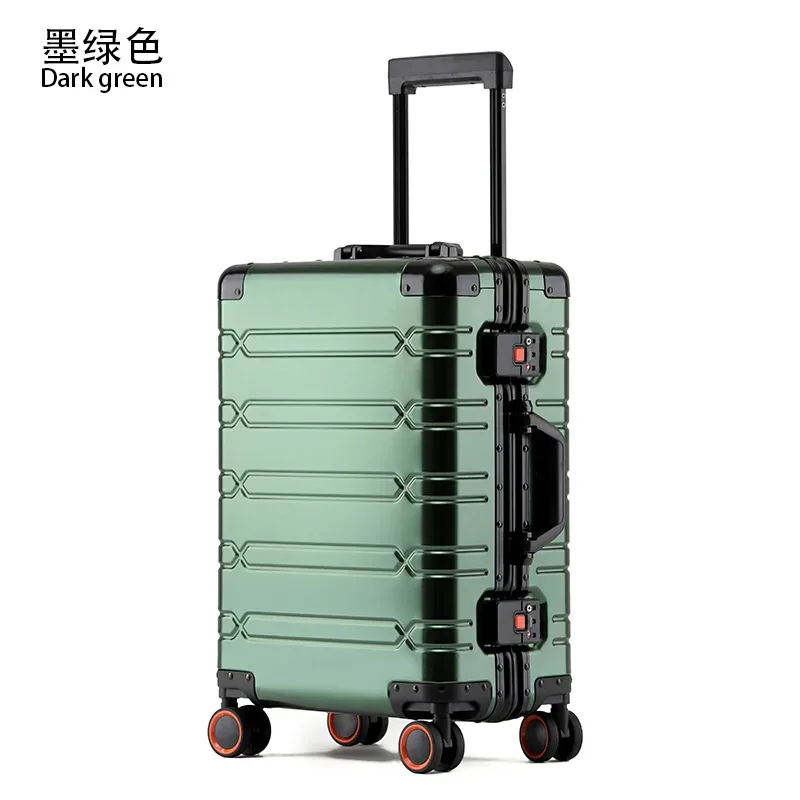 valise à roulettes de grande capacité en alliage d'aluminium et de magnésium, style rétro, avec serrure, pour voyages d'affaires.